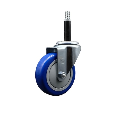 Service Caster 4'' Blue Poly Wheel Swivel 3/4'' Expanding Stem Caster SCC-EX20S414-PPUB-BLUE-34